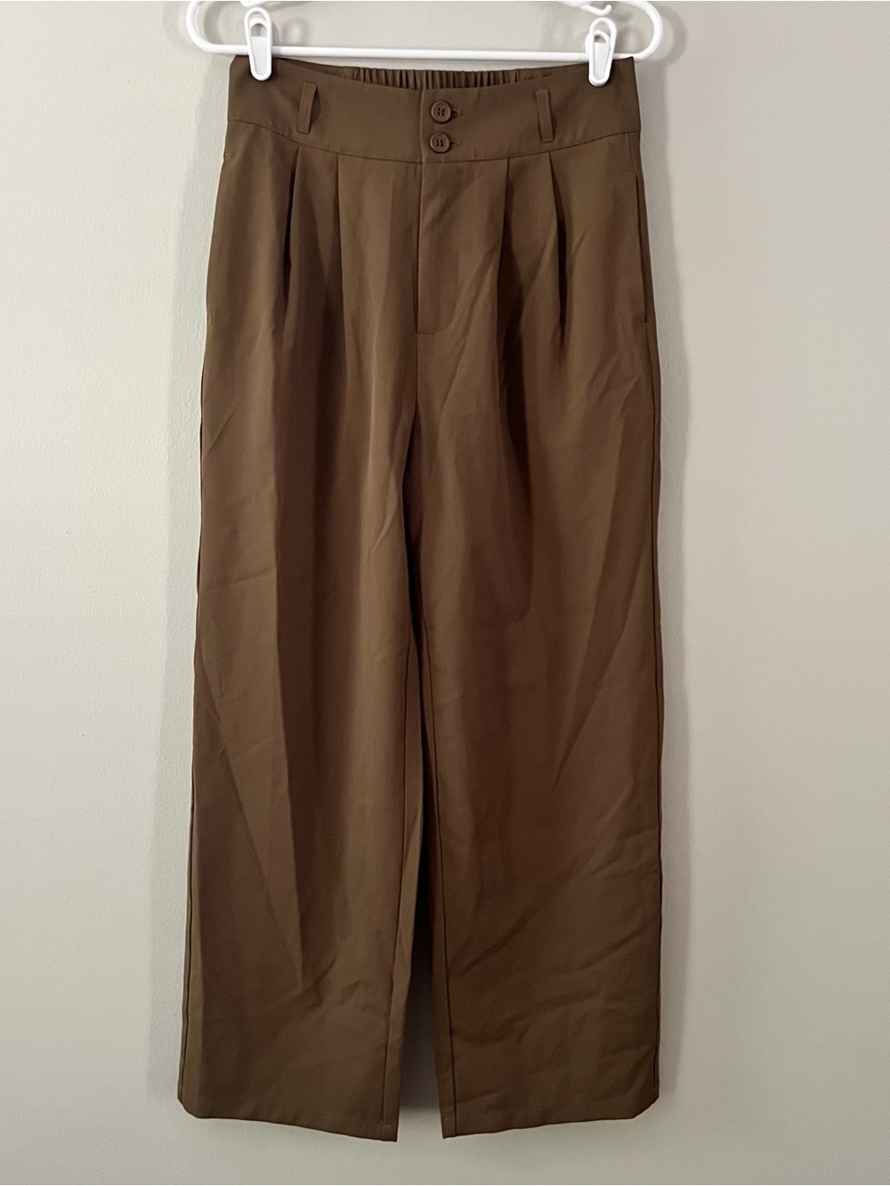 HALARA Brown Pleated Wide-Leg Pants Size SP